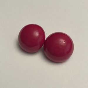 Large Pink Dome Clip On Earrings